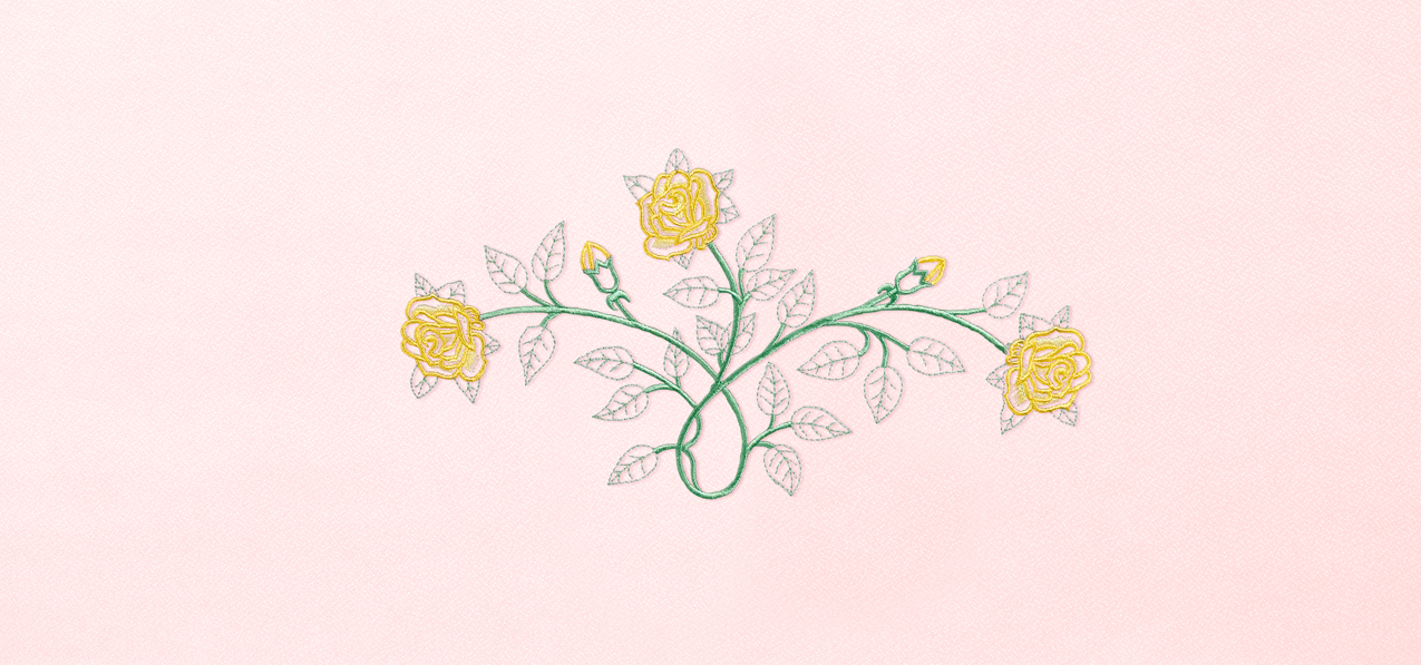 Vine And Rose Yellow-Pink Faux